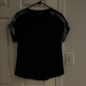 Dorothy Perkins Black Top with Silver Sequin Sleeves